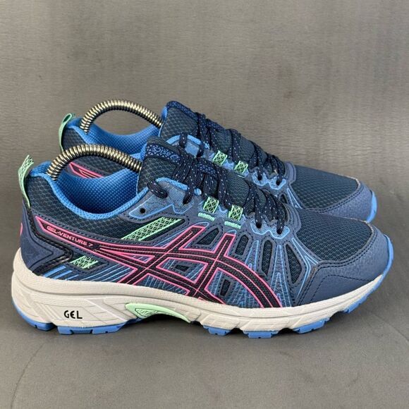 ASICS WOMEN'S GEL-VENTURE 7 sneaker SHOES PEACOAT/HOT PINK size 6.5 - Picture 1 of 8